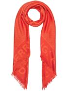 Burberry Monogram Silk Wool Jacquard Large Square Scarf - Orange