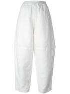 Mm6 Maison Margiela Wide Leg Trousers, Women's, Size: 44, White, Cotton/linen/flax