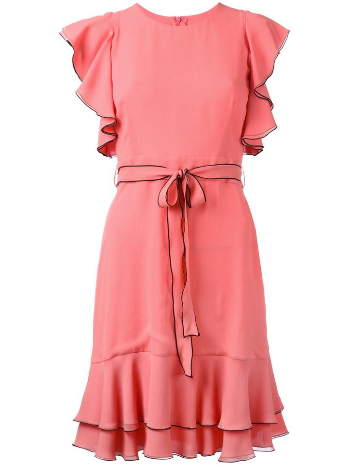 L'autre Chose Pleated Trim Lace Up Dress, Women's, Size: 44, Pink/purple, Silk
