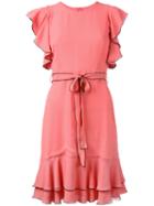 L'autre Chose Pleated Trim Lace Up Dress, Women's, Size: 44, Pink/purple, Silk