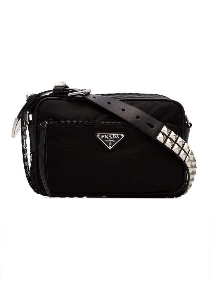 Prada Black Pyramid Stud Embellished Cross Body Bag