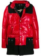 Bark Feather Down Parka Coat - Red