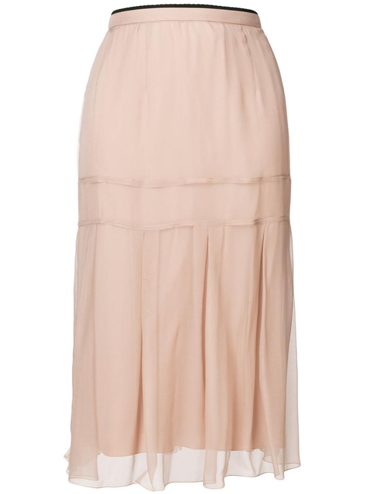 No21 Pleated Midi Skirt - Pink & Purple