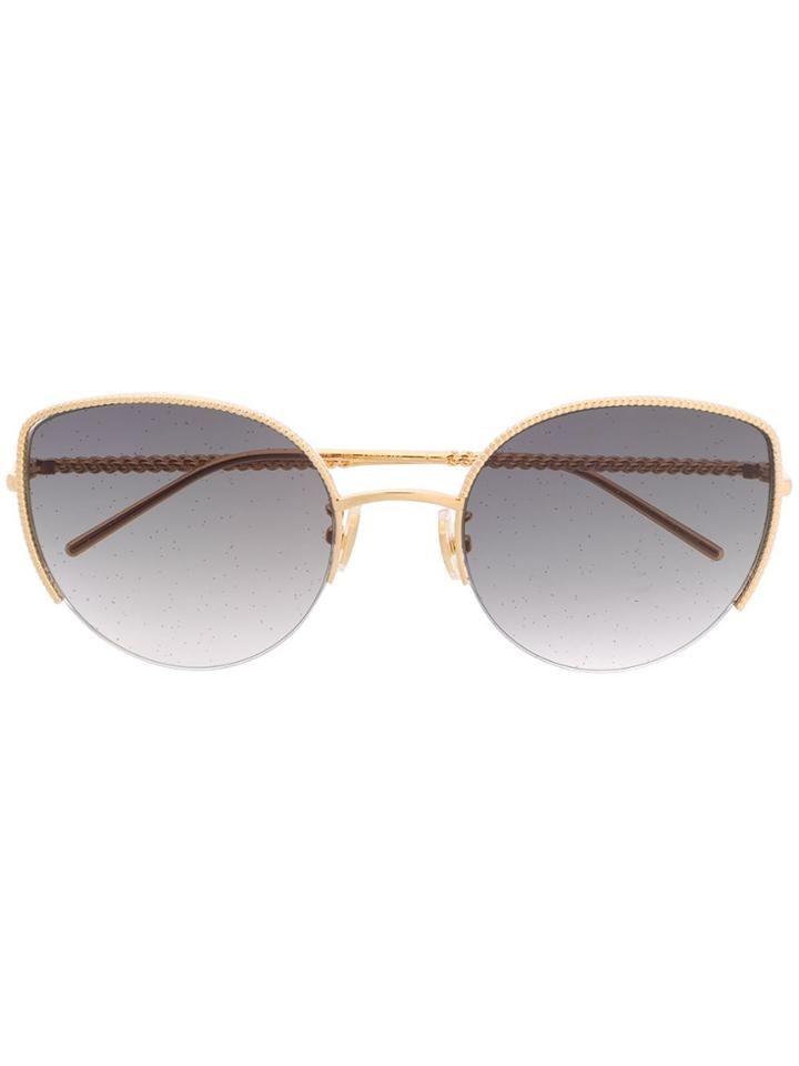 Boucheron Eyewear Oversized Half Frame Sunglasses - Green