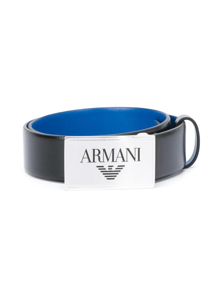 Armani Junior Logo Plaque Belt, Boy's, Size: 70 Cm, Black
