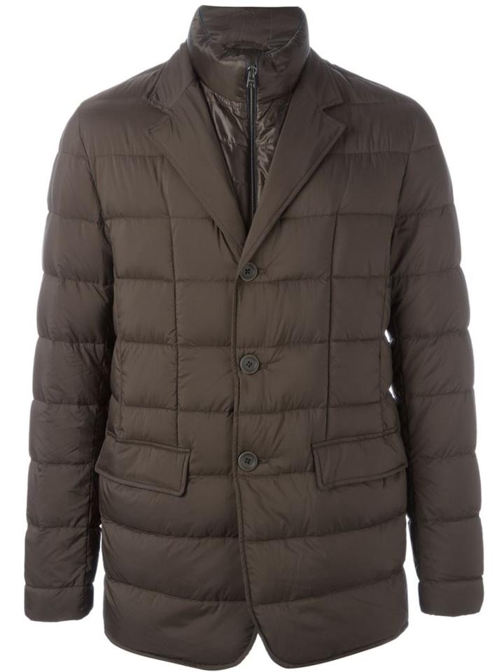 Herno Zipped Padded Jacket, Men's, Size: 48, Brown, Polyamide/polyurethane/feather Down