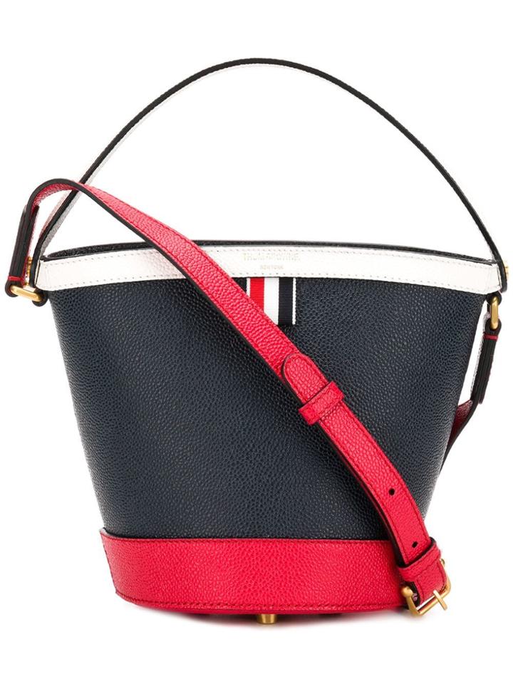 Thom Browne Fun Mix Leather Sand Bucket Bag - Blue