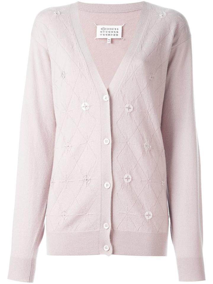 Maison Margiela Button Embellished Argyle Cardigan, Women's, Size: Small, Nude/neutrals, Cashmere