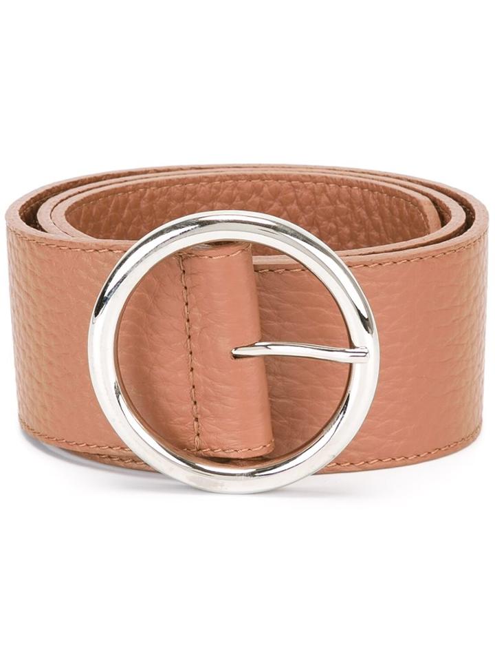 Orciani Wide Round Buckle Belt, Women's, Size: 90, Brown, Leather