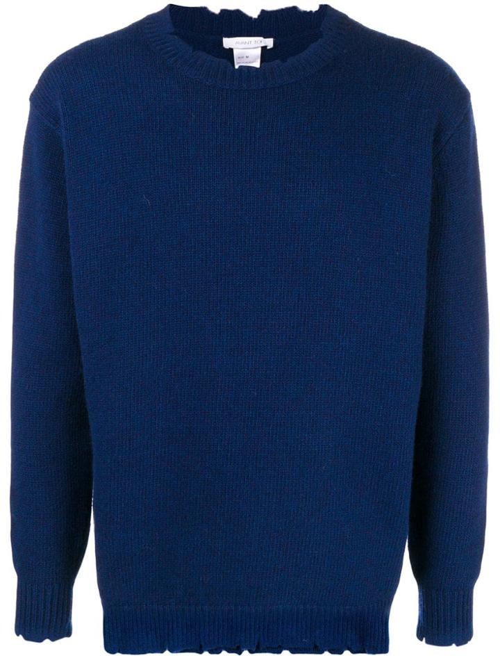Avant Toi Notched Trim Sweater - Blue