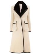 Thom Browne Collar Detail Coat, Women's, Size: 42, White, Silk/wool/beaver Fur