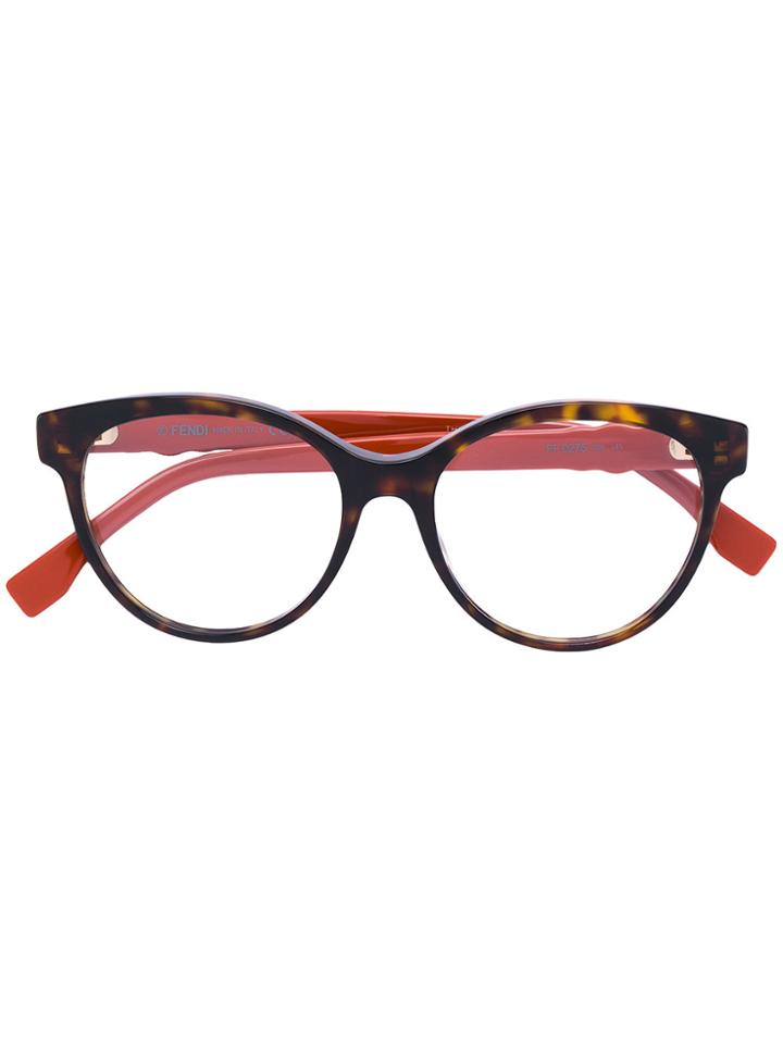 Fendi Eyewear Round-frame Glasses With Studs - Black