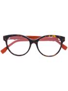 Fendi Eyewear Round-frame Glasses With Studs - Black