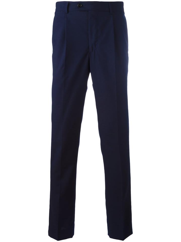 Mp Massimo Piombo Pleated Slim Fit Trousers - Blue