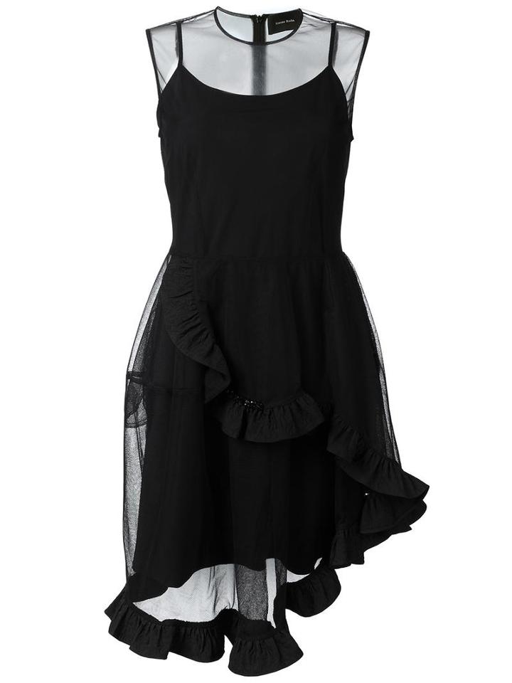 Simone Rocha Asymmetric Beaded Full Dress, Women's, Size: 6, Black, Nylon/polyamide/polyester/spandex/elastane