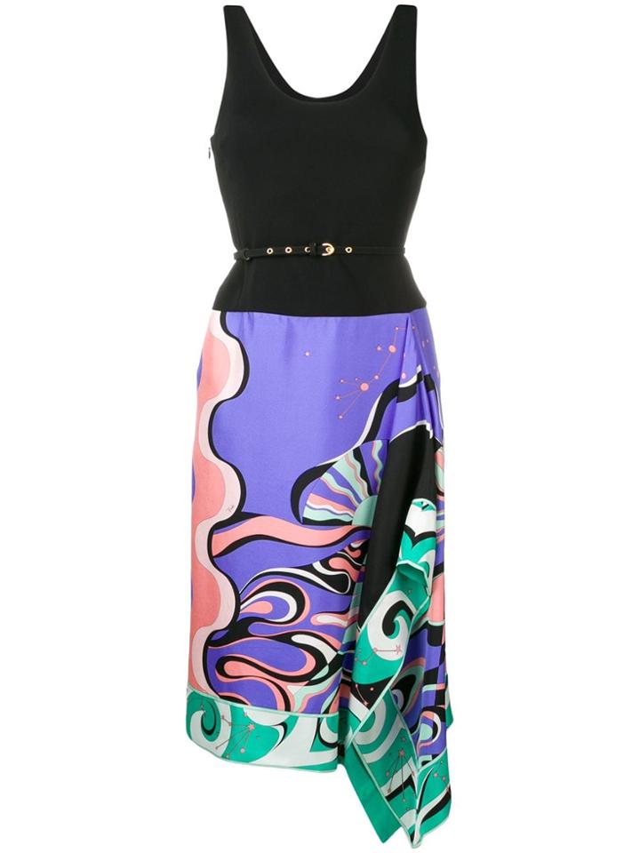 Emilio Pucci Copacabana Print Sleeveless Belted Dress - Black