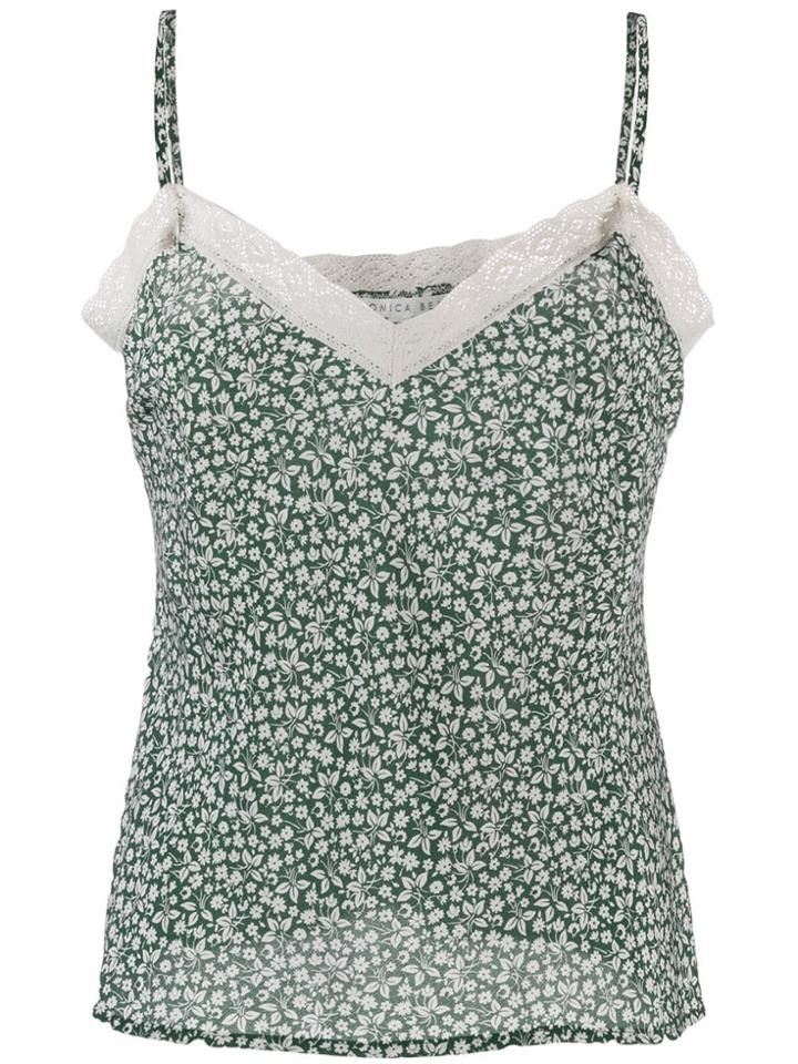 Veronica Beard Floral Slip Top - Green