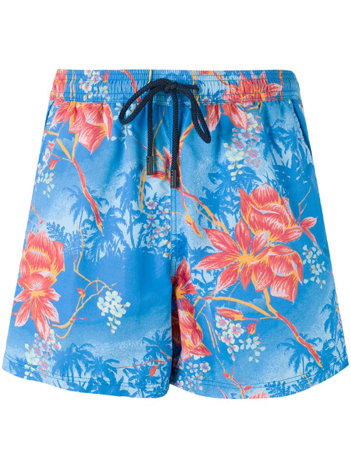 Etro Floral Print Swim Shorts - Blue
