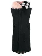Mr & Mrs Italy Longline Sleeveless Denim Parka - Black