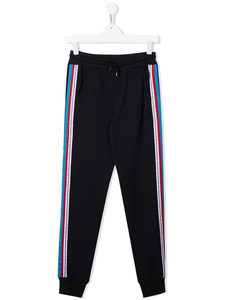 Msgm Kids Side Stripe Joggers - Blue