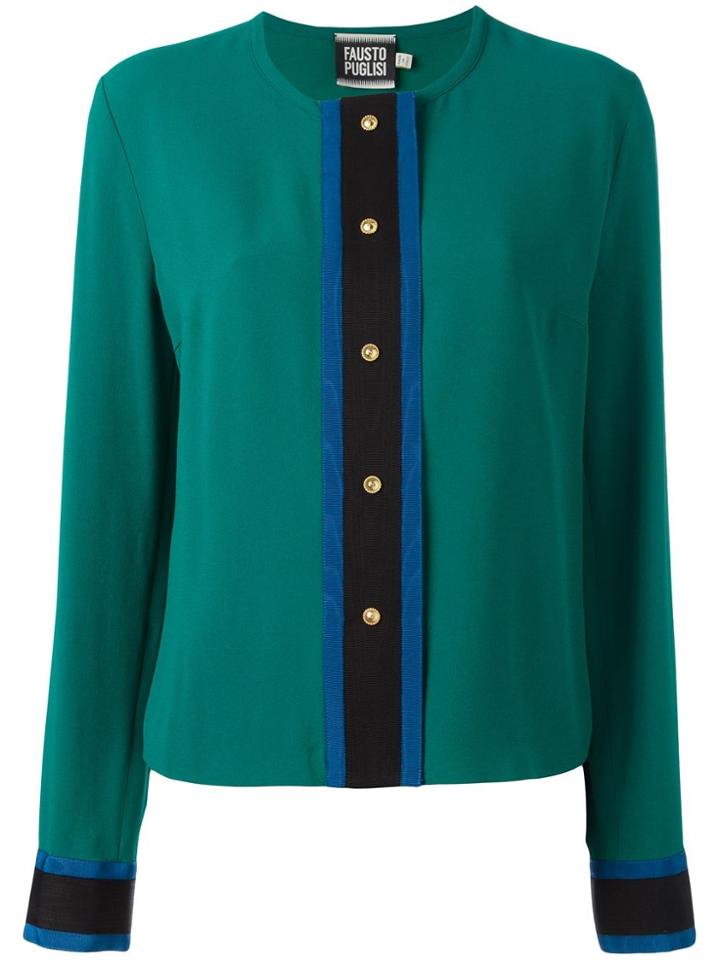 Fausto Puglisi Collarless Shirt - Green