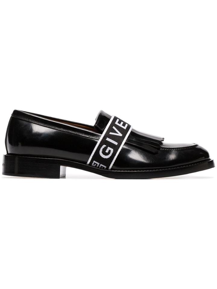 Givenchy Black Cruz Logo Strap Leather Penny Loafers