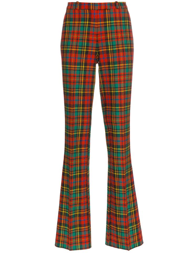 Etro Check Wool Straight Leg Trousers - Multicolour
