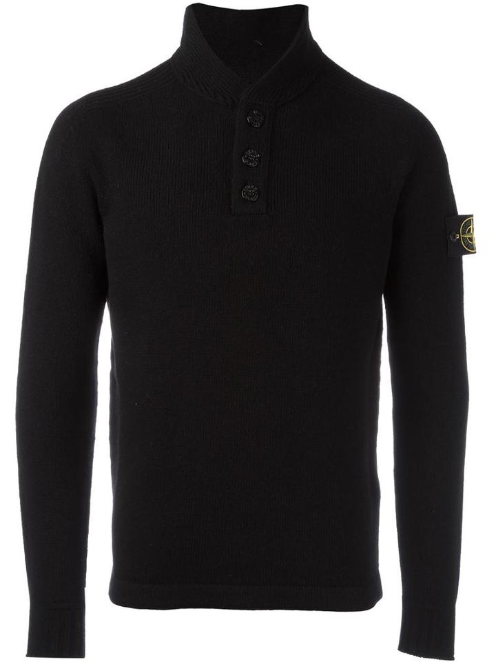 Stone Island Buttoned Neck Jumper, Men's, Size: Xxl, Black, Polyamide/wool