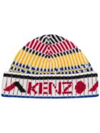 Kenzo Intarsia Knit Logo Beanie - Neutrals