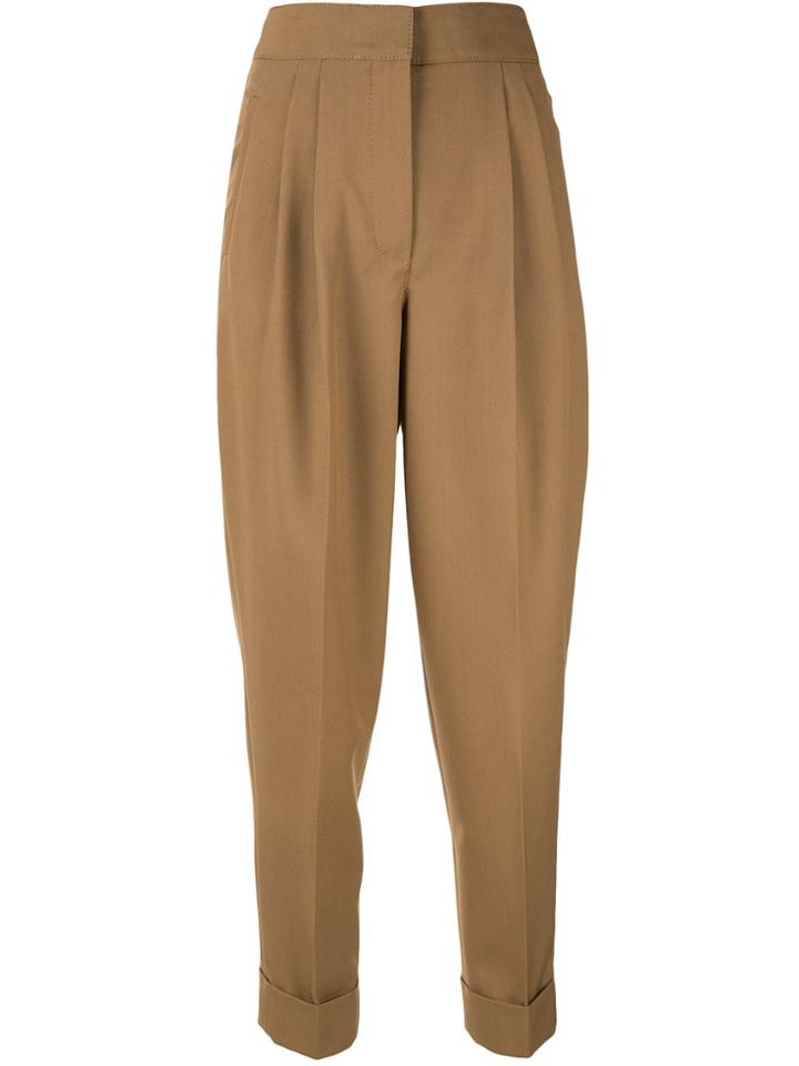 Casasola Cropped Pleated Trousers - Brown