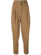 Casasola Cropped Pleated Trousers - Brown