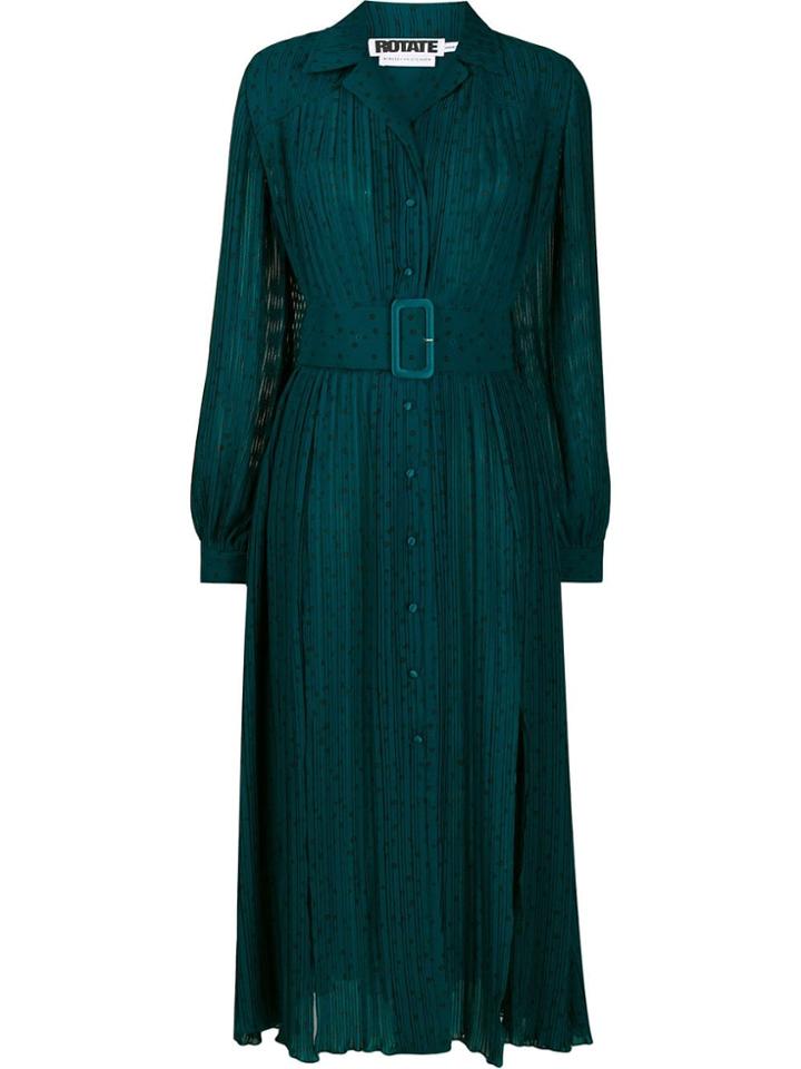 Rotate Belted Shirt Dress - Blue