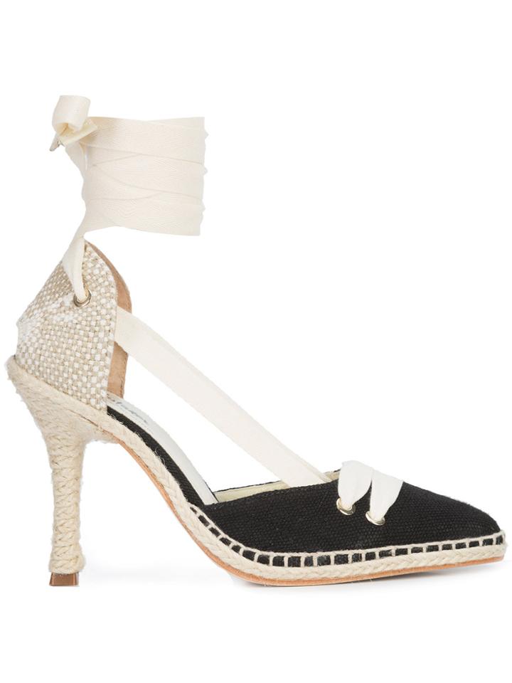 Castañer Lace Up Heeled Espadrilles - Nude & Neutrals