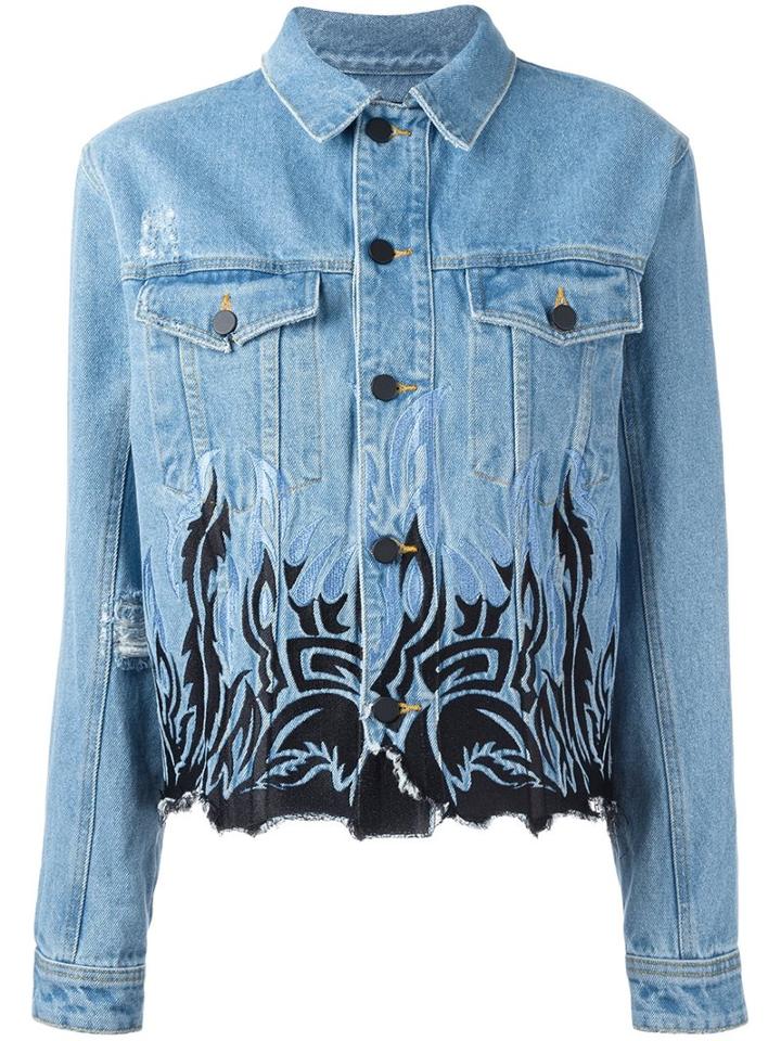 Filles A Papa Tribal Embroidery Denim Jacket, Women's, Size: 1, Blue, Cotton