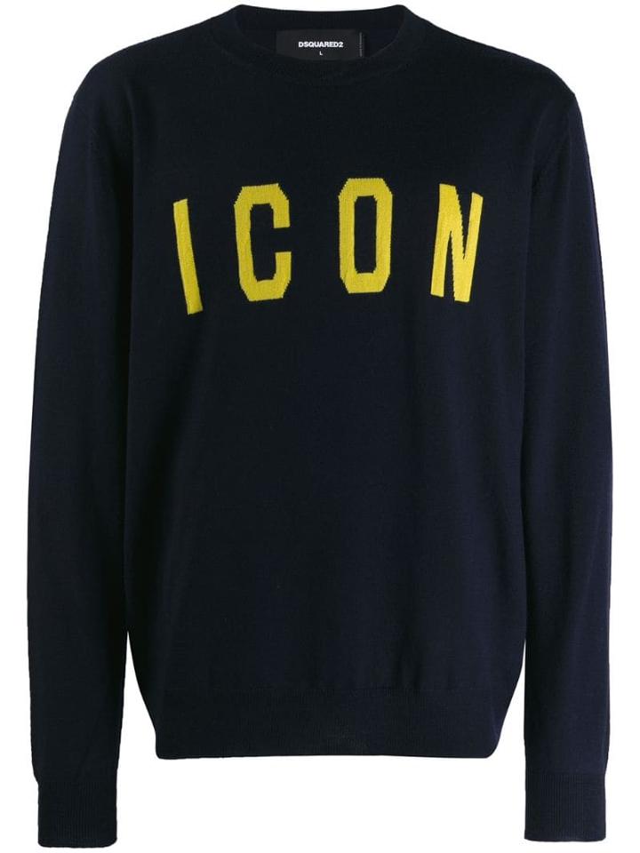 Dsquared2 Intarsia Knit Jumper - Blue