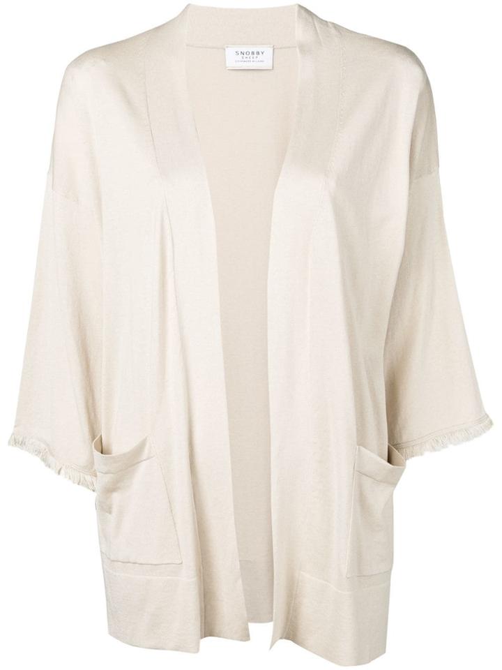 Snobby Sheep Fringed-hem Draped Cardigan - Neutrals