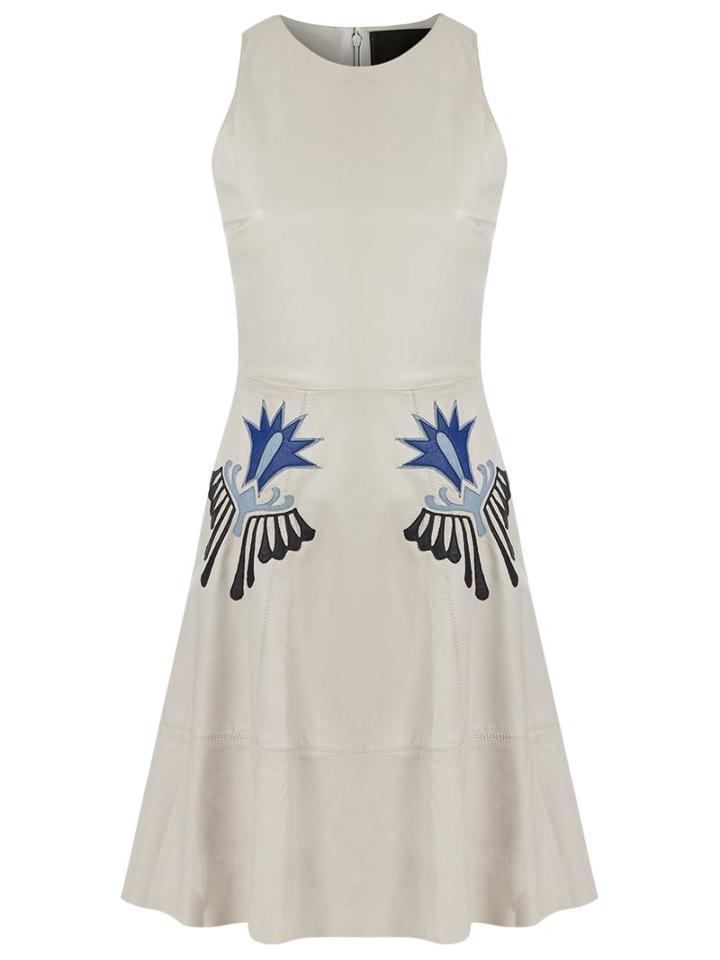 Talie Nk Leather Embroidered Dress, Women's, Size: 38, Grey, Leather