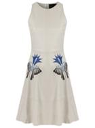 Talie Nk Leather Embroidered Dress, Women's, Size: 38, Grey, Leather