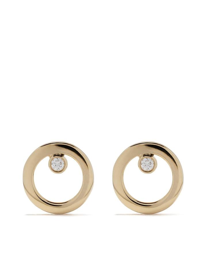 Georg Jensen 18kt Yellow Gold Halo Brilliant Cut Diamond Earrings