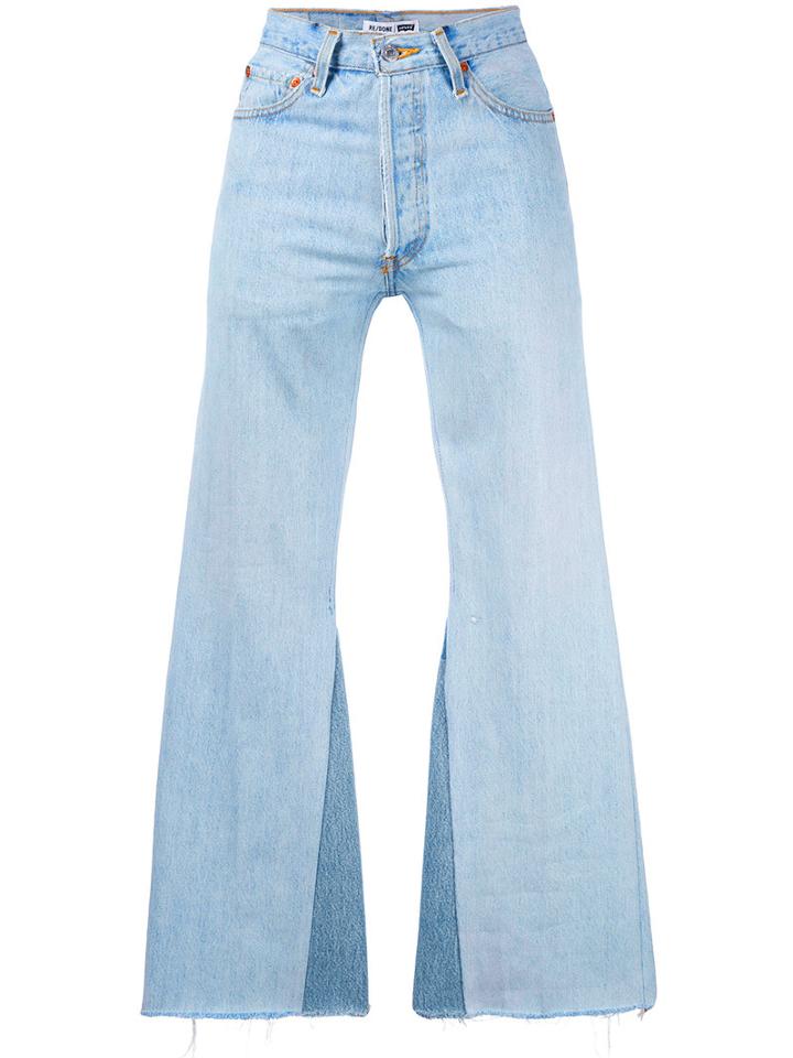 Re/done - Flared Patchwork Jeans - Women - Cotton - 25, Blue, Cotton