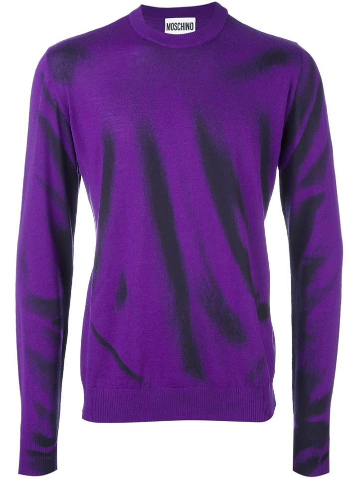 Moschino Trompe-l'oeil Jumper, Men's, Size: 52, Pink/purple, Virgin Wool