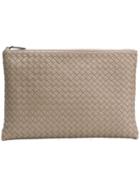 Bottega Veneta Intrecciato Large Pouch - Grey