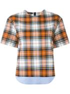 Cédric Charlier Cheked Layered T-shirt, Women's, Size: 44, Yellow/orange, Cotton/virgin Wool/other Fibers