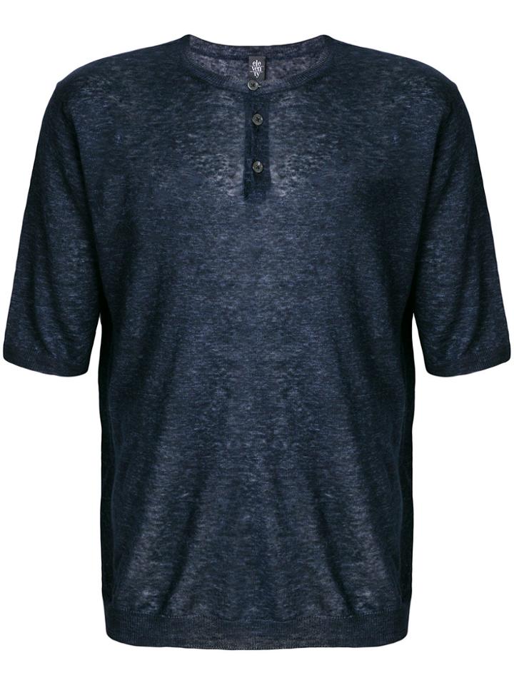 Eleventy Front Button T-shirt - Blue