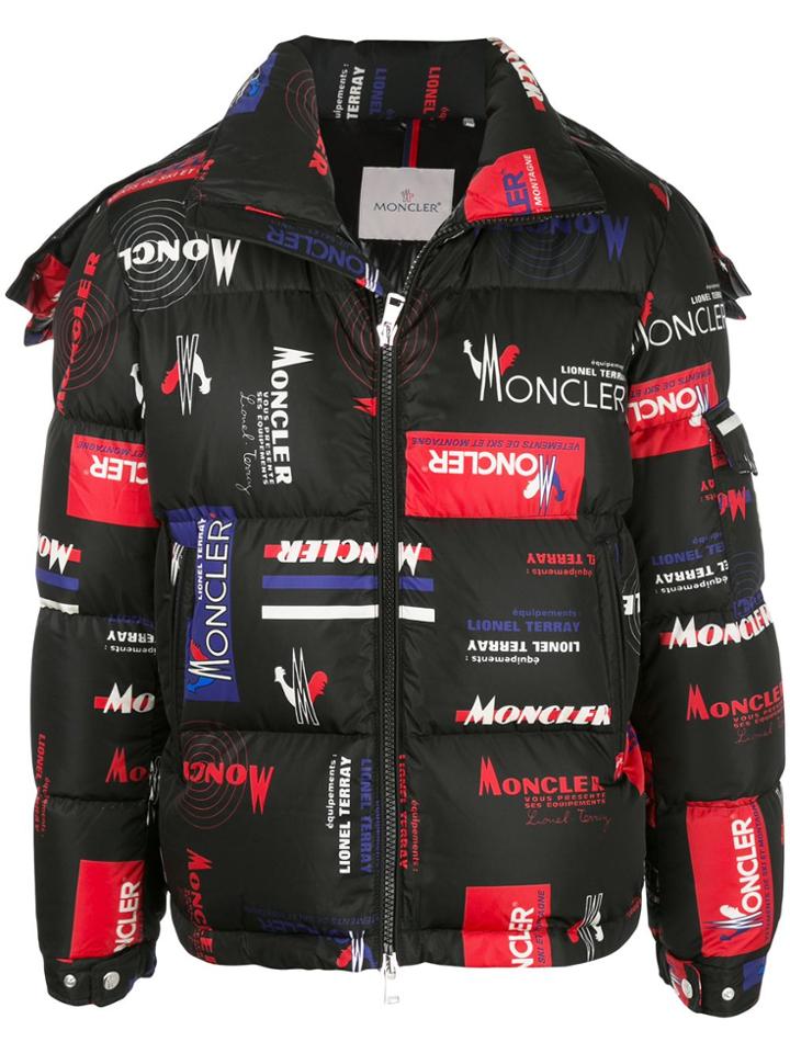 Moncler Logo Print Puffer Jacket - Black