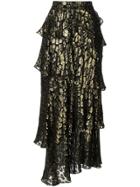 A.l.c. Leopard Lurex Tiered Maxi Skirt - Multicolour
