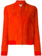 Herno Leather Bomber Jacket, Women's, Size: 42, Yellow/orange, Goat Skin/modal/cotton