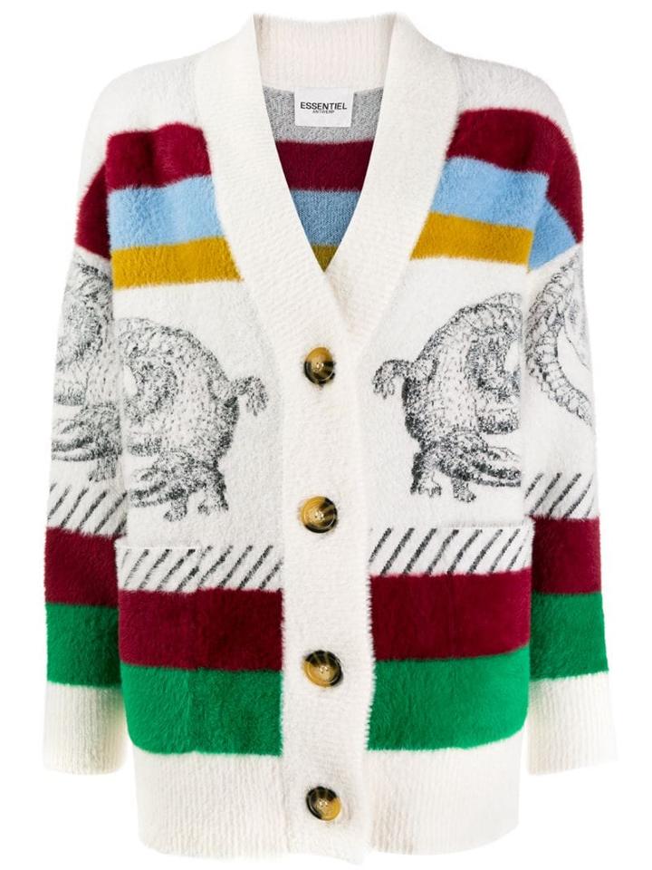 Essentiel Antwerp Striped Turf Cardigan - White