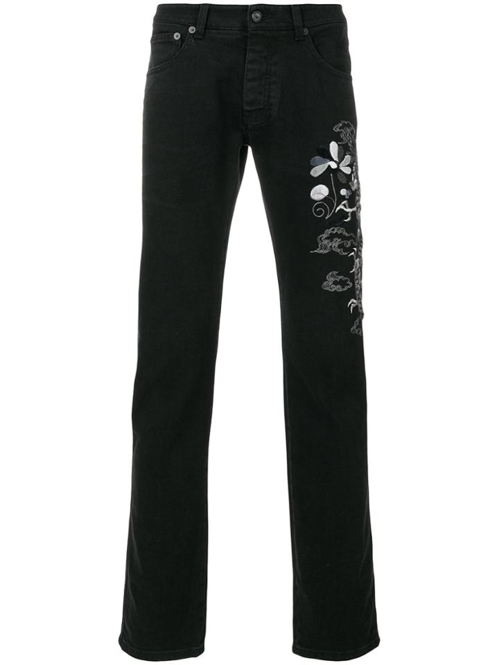 Ermanno Ermanno Embroidered Dragon Jeans - Black