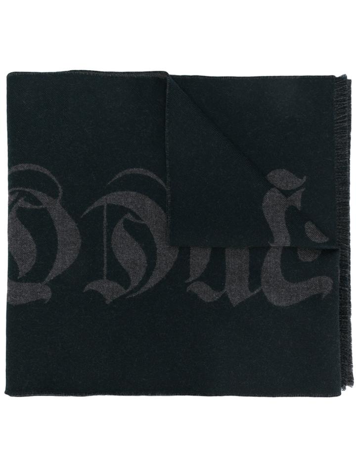 Alexander Mcqueen Frayed Trim Scarf - Black
